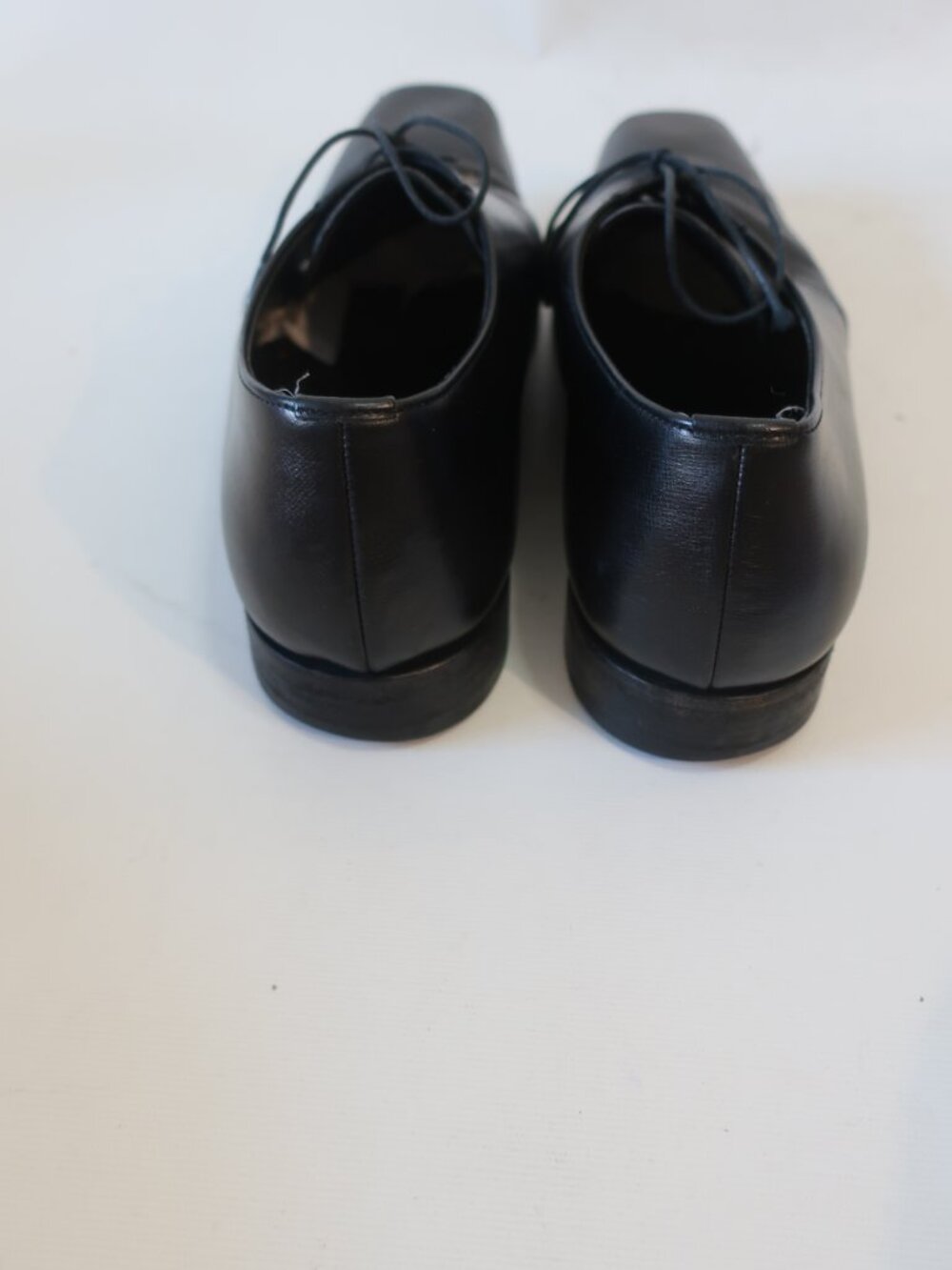 Mens Prada Black Leather Square Toe Oxford Lace Up Shoes 10 1/2 - Picture 7 of 12